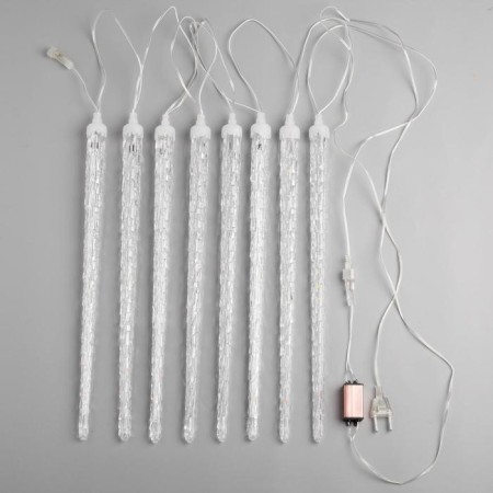 Garland "icicles rhyflated" 2.5 × 0.42 m, IP65, transparent thread, 288 LED, white glow with a drain effect, 12 V effect-3