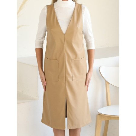 Women's dress, size 48, beige color-1