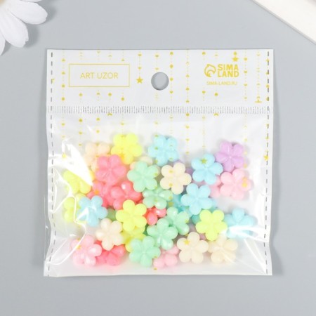 Beads for creativity plastic "Flowers. Pastel colors" set of 38 pcs 15 grams 1.3x1.3 cm-6