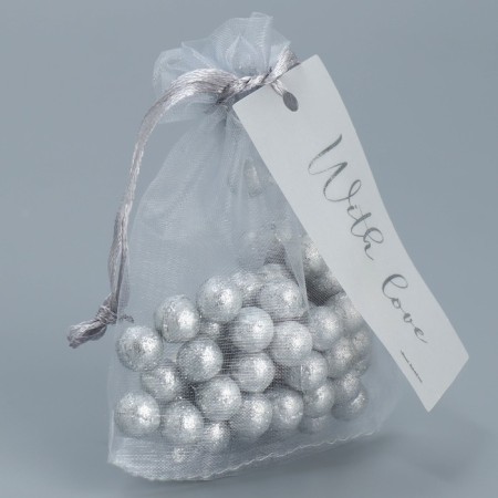 Bag Gift Organza Silver “From the Soul”, with Schildik, 10 x 12 cm +/- 1.5 cm-2