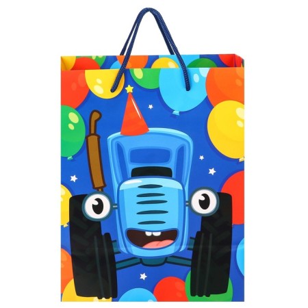 Gift package "Congratulations!" 18x23x11.5 cm, packaging, blue tractor-1