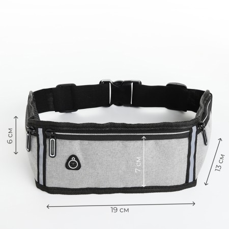 Lightning waist bag, 3 departments, gray color-1