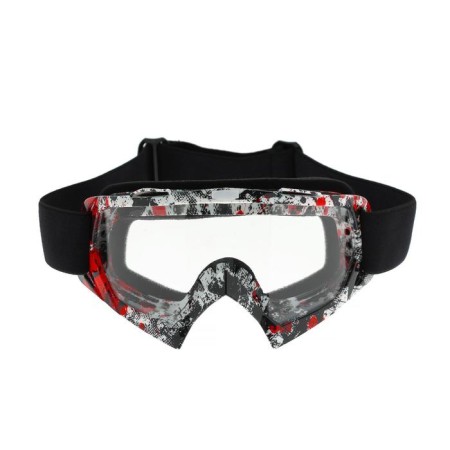 Glasses-mask for motorcycle driving, transparent glass, red-black color, OM-21