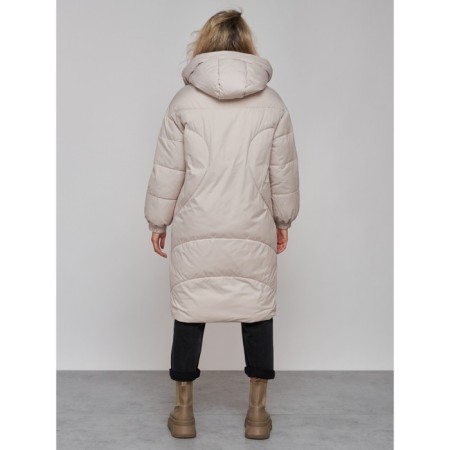 Coat insulated winter female, size 44, beige color-4