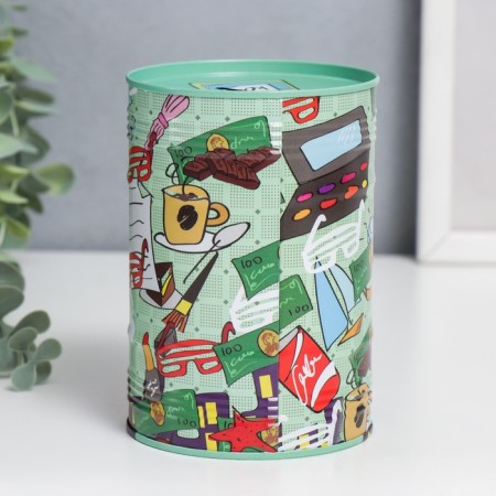 Копилка металл банка "Родственники" МИКС 12,5х8,5х8,5 см-4