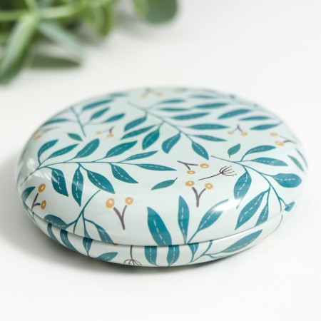 Casket Metal Round "Flowers and Leaves" Packing 12 pcs 1.8x7x7 cm-6