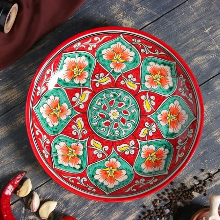 Largan Rishtan ceramics "Flowers", 25 cm, red-1