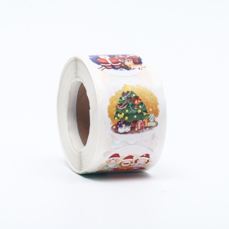 Stickers in the roll "Night before Christmas", 500 pcs, 3.8 x 3.8 cm-2