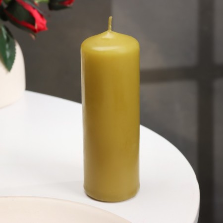 Candle - cylinder, 4 × 12 cm, 15 hours, olive-1