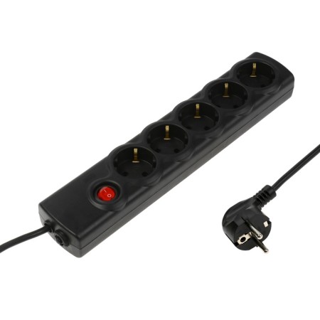 Luazon Lighting network filter, 5 outlets, 1.5 m, 2200 watts, 3x0.75 mm2, 10 A, 220 V, CUSTER, Black-2