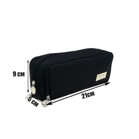 School pencil case on a zipper 3-section, black-8