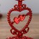 Climber Plastic, glass on 1 candle "Triple Heart" glass on the leg red 15x6.3x6.3cm