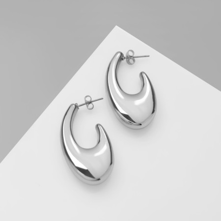 Earrings Metal "Abstraction" Hook Mach, Color silver