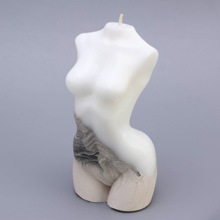 Figure candle with concrete "Women's silhouette", 15x7 cm, white-2
