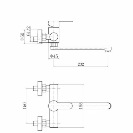 Fashun A54601 kitchen mixer, single -leaf, wall, pour 230 mm, stainless steel, satin 968682-1