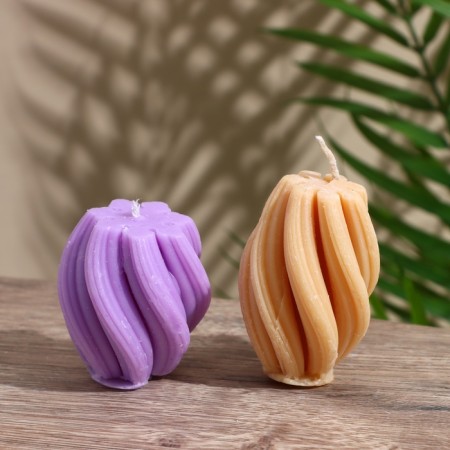 Candle "wavy lines" 5x5x6 cm, soy wax mix-5