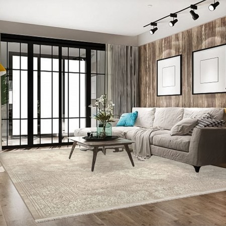 Rectangular carpet Valentis mikonos, size 200x400 cm, color Cream/Cream-2