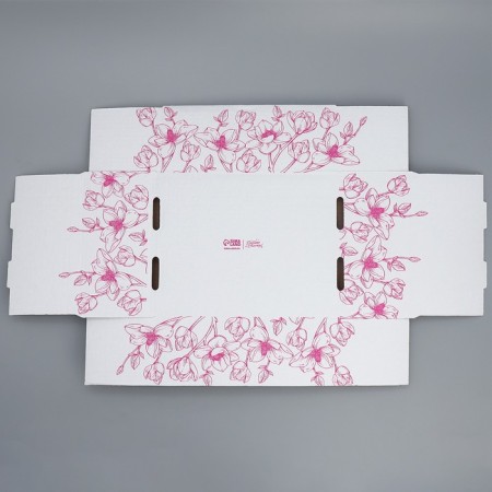 Box a gift team with a window, packaging, "flowers", white, 27x10x21 cm-6