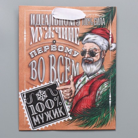Craft vertical package “100% Man”, MS 18 x 23 x 10 cm, New Year-4