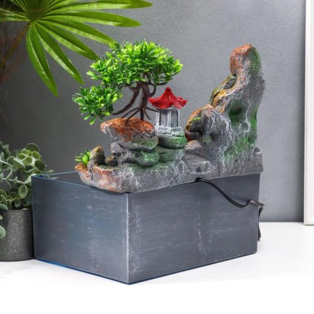 The desktop fountain from the network, backlight + Aquarium "Pagoda at the top" 32x21x30 cm-3