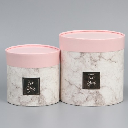 Set of hats 2 in 1, gift packaging, “marble”, 13 x 13, 16 x 16 cm-1
