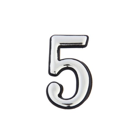 Door number "5", plastic, chromium color