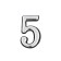 Door number "5", plastic, chromium color