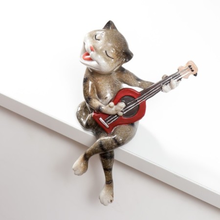 Souvenir Polystone Lac "Cat with a guitar sings the serenade" 17x7x10.5 cm-1