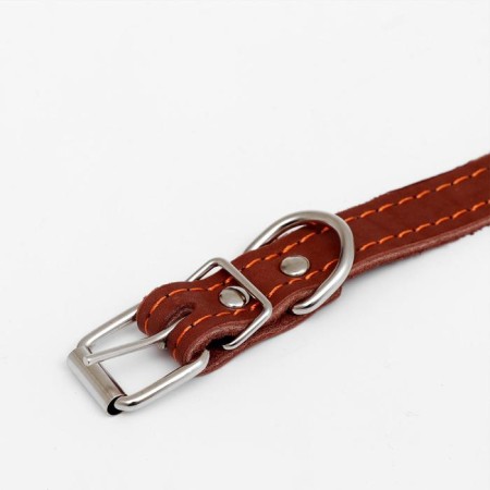 Collar leather single-layer dimensionless, 45 x 2 cm, Osh 18-39 cm, brown-3