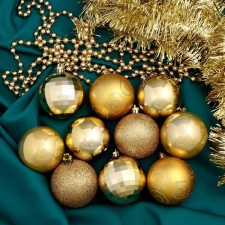 A set of balls plastic with beads and tinsel 12 pcs 