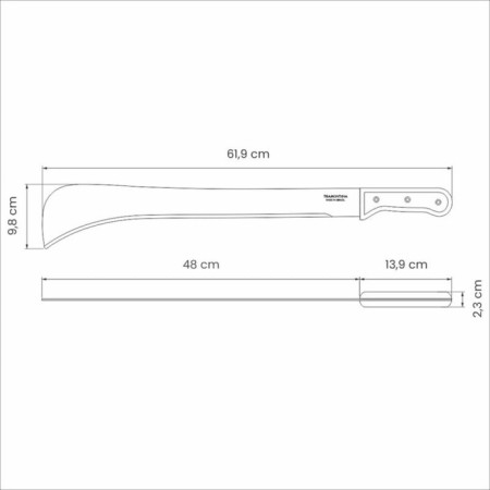 Garden Machete, length 62 cm, steel, for chopping shrub, Tramontina-1