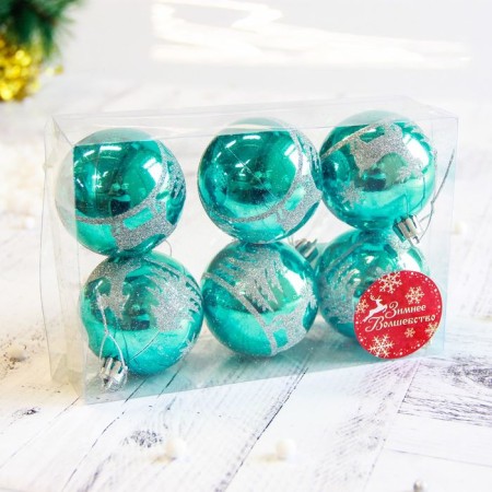 Set of balls plastic D-6 cm, 6 pcs "Proud deer"-1