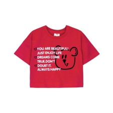 T -shirt for girls, height 122 cm, raspberry color