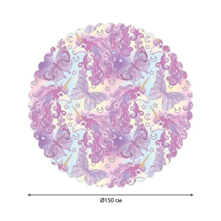 Tables on the table “Unicorns with butterflies”, round, Saten, D = 150 cm