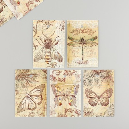 Cardboard "Vintage butterfly" set 10 pcs (5 types) 4x6 cm