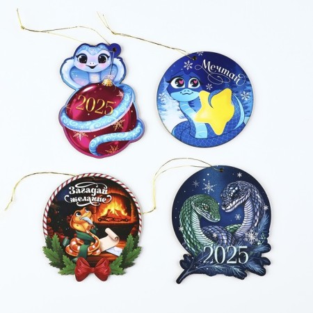 New Year's luminous in the dark, wood pendant, mix-1