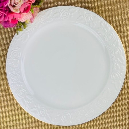 Round Lenardi dish "White Rose", porcelain, d = 30.5 cm