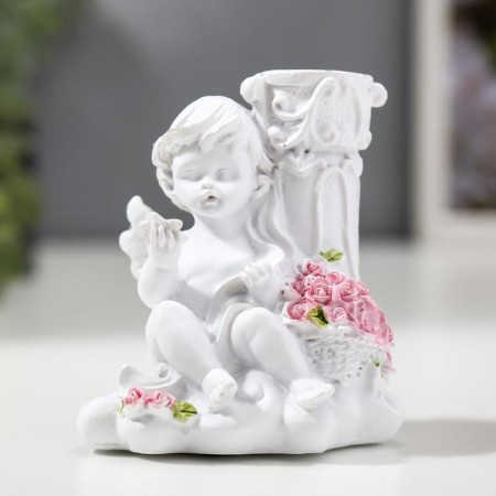 Souvenir Polystone Snowel Angel with roses MIX 10x9.5x6.8 cm-1