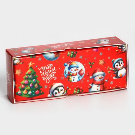 New Year. Box for 3 sweets, "New Year's Post", 13x5x3.3 cm, confectionery packaging-2