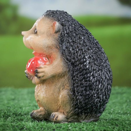 Garden figure "Hedgehog with fly agaric" 15.5cm-1