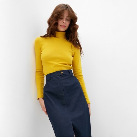 Women's turtleneck Minaku: Basic Line color mustard, size 46