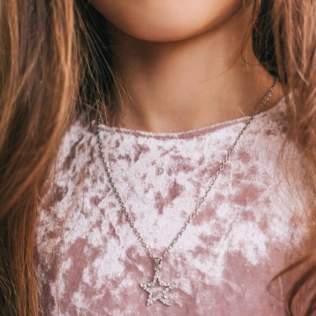 Set "chosen" 3 objects: pendant 40 cm, 2 rings, star, white color in silver-4
