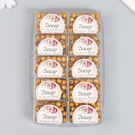 Beads for creativity, wood in the jar "Galls with natural gaps" set 22-24 pcs d = 1 cm-5
