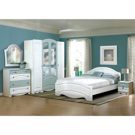 Venice 4 bedside table with 2 boxes, white color / matte Arctic / denim matte-2