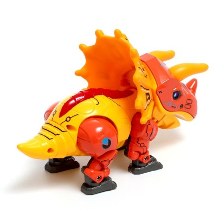 Dinobot robot reacts to touch, light and sound effects, metallic, orange color-3