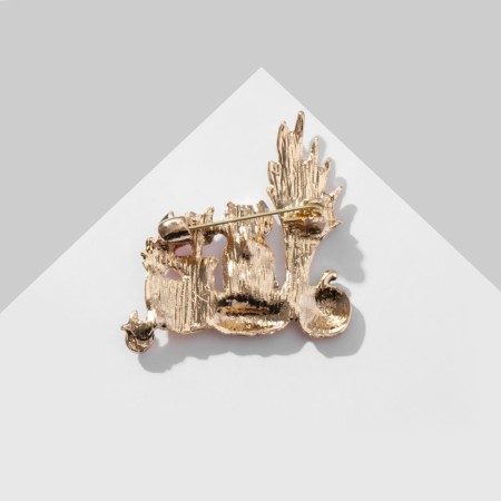 Brooch "Cat" with pumpkin, colored in gold-2