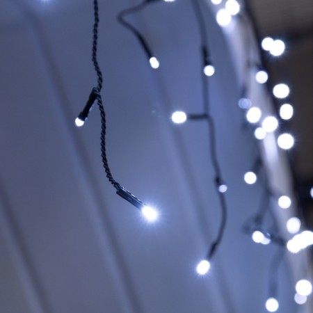 Garland "fringe" 3 × 0.6 m, IP44, UMS, dark thread, 100 LED, white glow, flicker, 24 V-2
