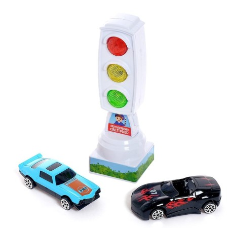 Traffic light with machines "Study traffic rules", lighting effects, Russian chip, mix-3