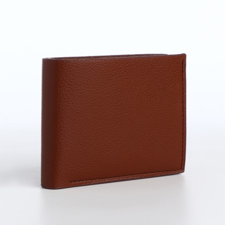 Male purse without fastening, department for cards, coins, brown color-1