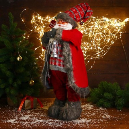 Santa Claus "in a red checkered sweater, with a flashlight" 60 cm-2